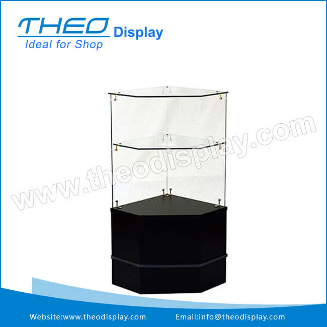 Th 900 1 Free Standing Black Frameless Glass Open Corner Display